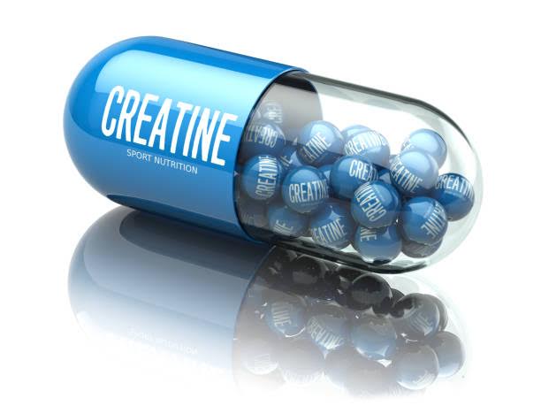 Creatine capsiule isolated on white background.