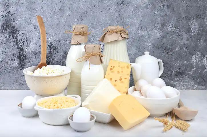 Assorted fresh dairy products,